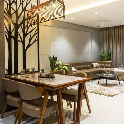 Wooden Dining Table With Glass Top